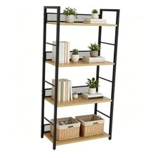 Tier Bookshelf, Classic Tall Bookcase Storage Organizer for CDs Books 4 Black
