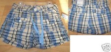 Girl's Size 8 Squeeze Jeans Cotton Shorts Blue Beige Tan Plaid Print New