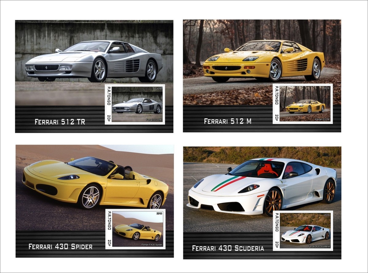 洋書「Ferrari」ハードカバー 未開封品 FERRARI 2018 part2 8 SOUVENIR SHEETS MNH UNPERFORATED CAR