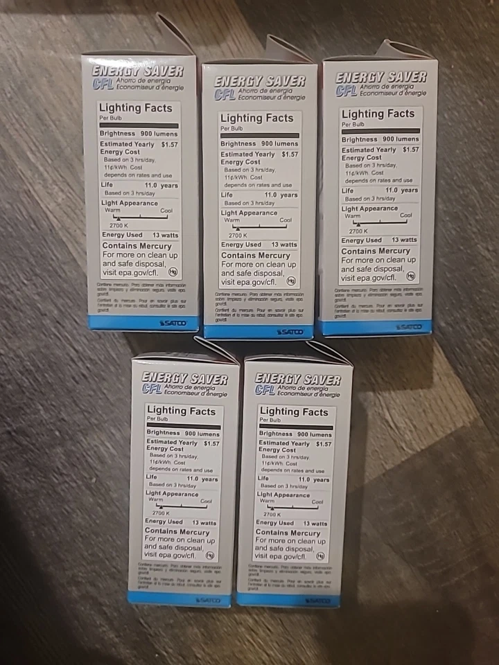 5 SATCO S7217 13W Mini Spiral 2700K CFL LampT2 60W Equal TCP 4T213 Replacement - Image 3 of 4