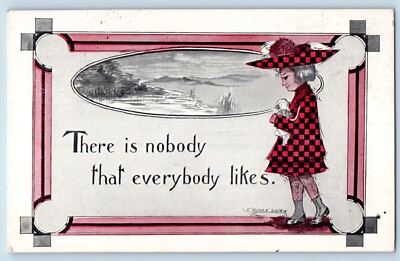 Cobb Shinn Signed Postcard Sad Girl Doll There Is Nobody That Everybody Likes ME