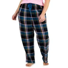Jenni by Jennifer Moore plaid lounge sleep pants, teal/black size large