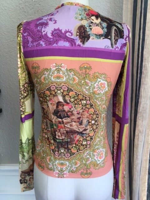 EUC ETRO Romantic Patchwork Print Jersey Tie Neck… - image 5