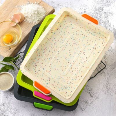 Silicone Baking Tray Pan Non-stick Bread Cake Heat Resistant Square Kitchen  Oven