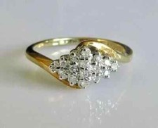 2Ct Round Cut Lab Created Diamond Engagement Cluster Ring 14K Yellow Gold Plated