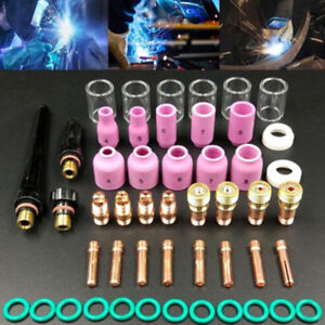 49Pcs tig welding torch stubby gas lens glass cup kit for wp-17/18 EW 