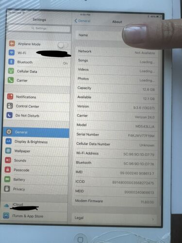 Apple iPad mini 1st Gen. 16GB, Wi-Fi + Cellular (Verizon), 7.9in - White &... - Afbeelding 1 van 4