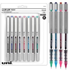 Uniball Rollerball Pens 8 Count Fine Point Smooth Vibrant Ink Set