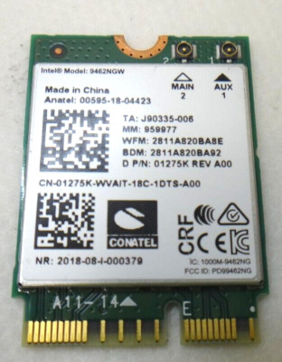1275K Intel Dual Band Wireless-AC 9462 9462NGW abgn+ac Bluetooth NGFF