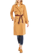 New Madison Brown Cotton Belted Long Trench Coat Size 1 X Women Plus $119