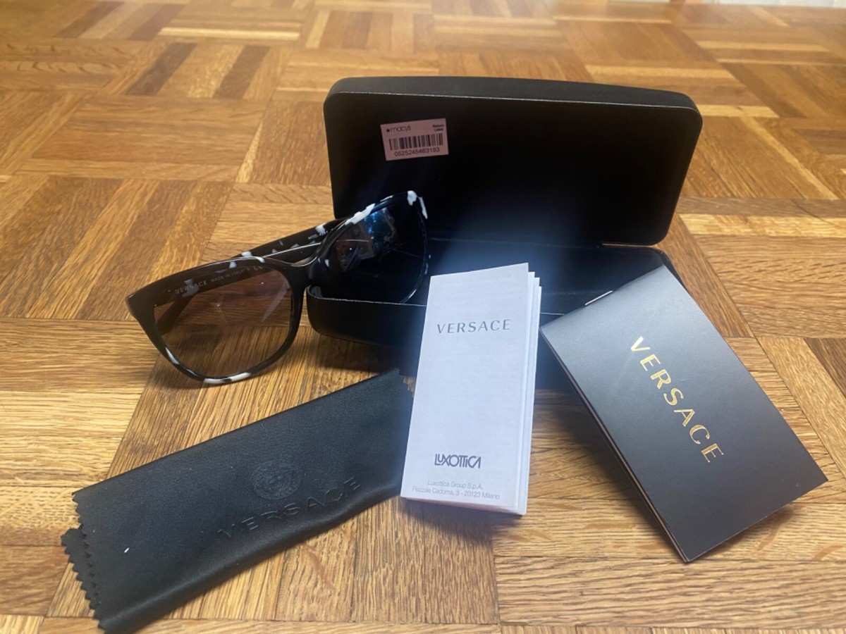 Versace Glossy Black Cat-Eye Sunglasses with Mirrored Lenses Versace Cat Eye Black Gold Polarized 2168 1377-T3 57-16-140  main image 4