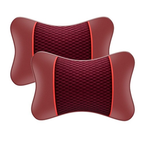 Car Seat Headrest Pad Leather Knitted Pillow Auto Head Neck Rest Support Cushion - Bild 16 von 18