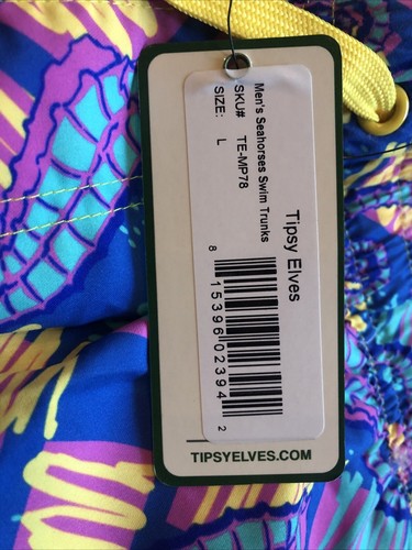 Tipsy Elves Mens Swim Trunks Shorts Large Seahorses NEW Beach Pool Summer - Picture 3 of 9