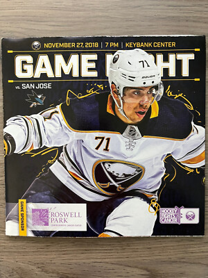 11-27-18 San Jose Sharks Buffalo Sabres NHL Program Evan Rodrigues 