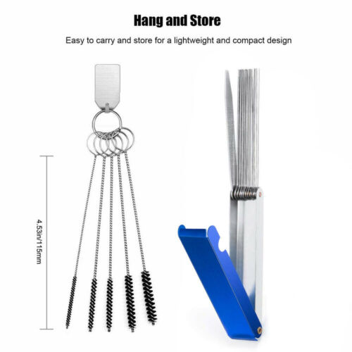 Carburetor Cleaning Kit Carb Dirt Jet Cleaner Tools 13 Needle 5 Wires Brush Tool - Foto 3 di 16