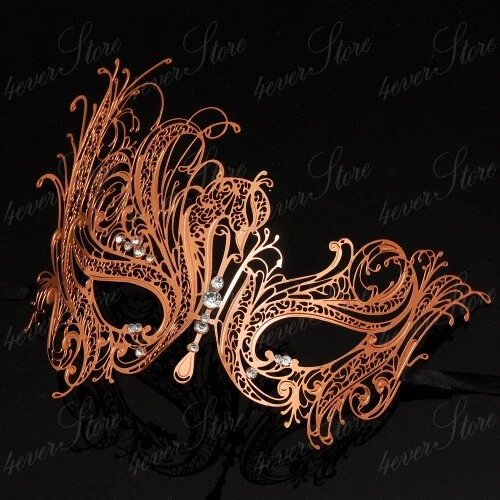 Luxury Swan Light Filigree Metal Venetian Masquerade Mask for Women Rose Gold - Image 3 of 4
