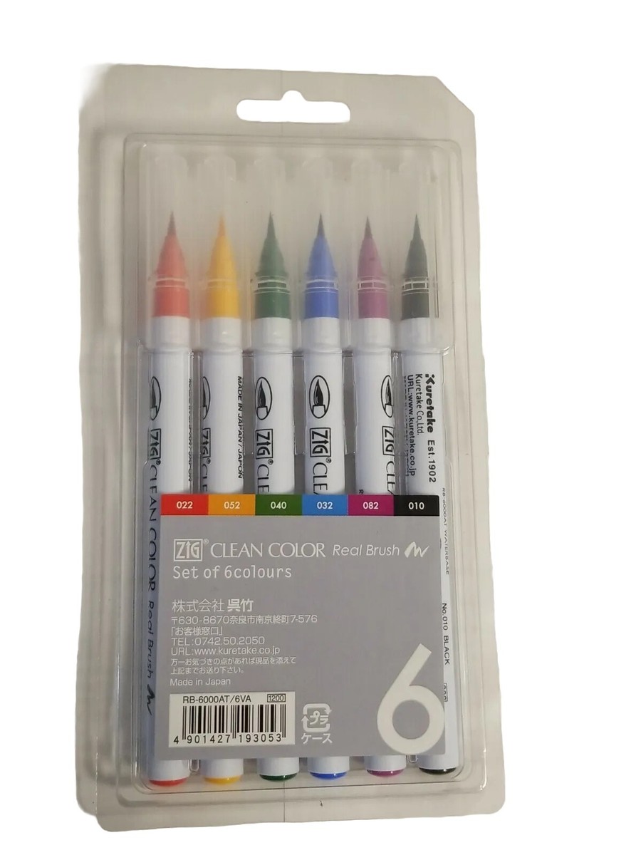 Kuretake Zig Clean Color Real Brush Water Brushes 6 pens Set | eBay