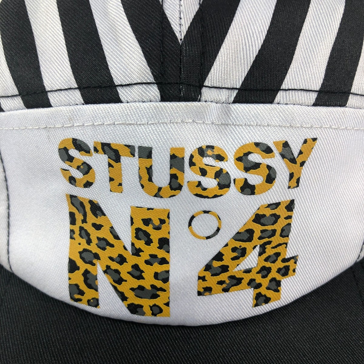 Stussy N4 Hat Strap Back Adjutable Cap Black White Striped Stussy N4 Hat Strap Back Adjutable Cap Black White Striped