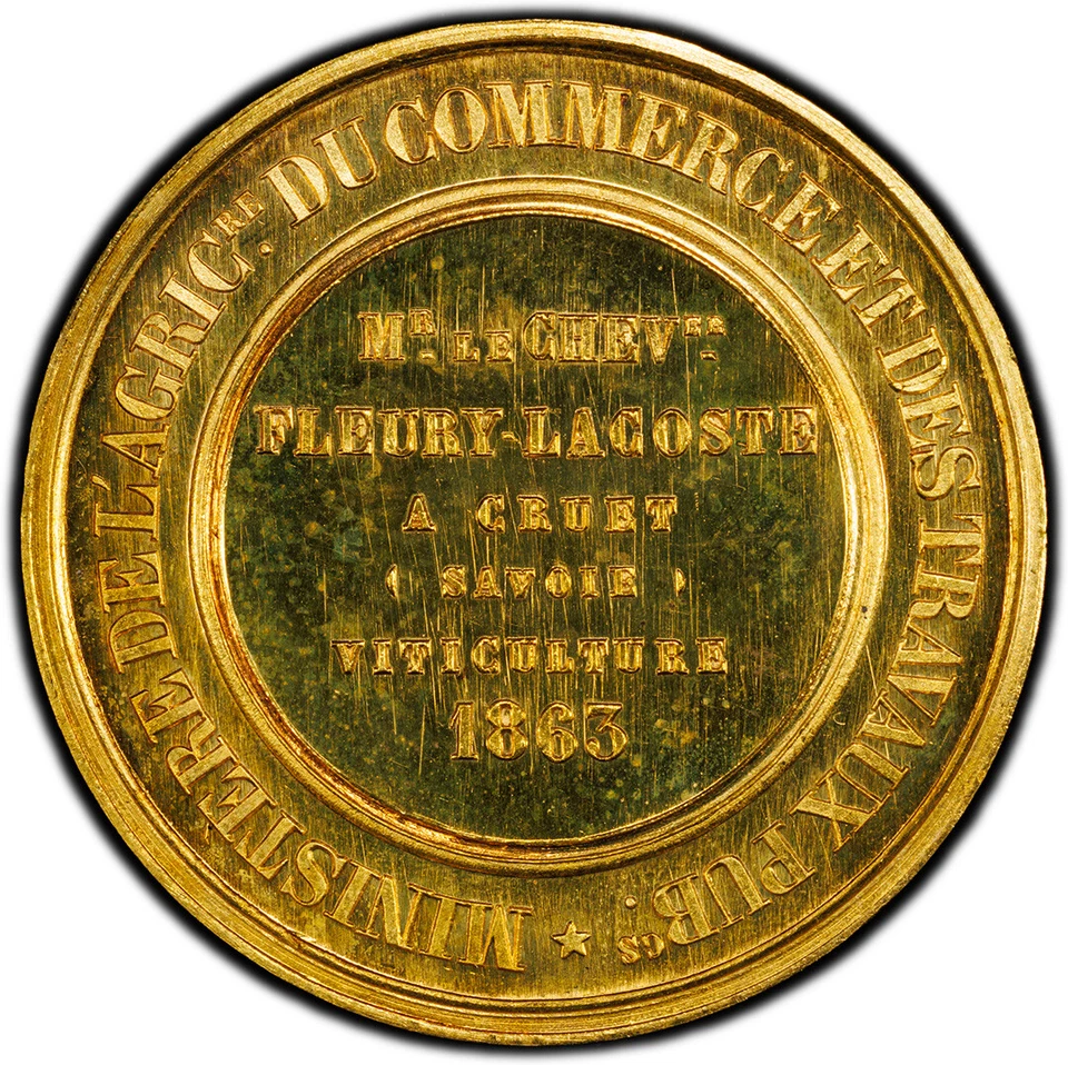 1863 Francia, Medalla Emperador Napoleón III, PCGS SP66 Moneda Rara Foto 3 de 4