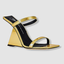 995 Giuseppe Zanotti Women's Gold Metallic Shot Sandal Shoes 35.5 EU/5.5 US