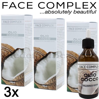 3x Reines KOKOSÖL Face Complex Beruhigend Feuchtigkeitsspendend 3X