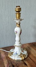 sch&ouml;ne alte Meissen Schwerter Marke Porzellan Tischlampe mit bunte Blumendekor