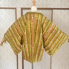 Kimono Jacket, Vintage Haori, Japanese Silk Robe, Bamboo 102J