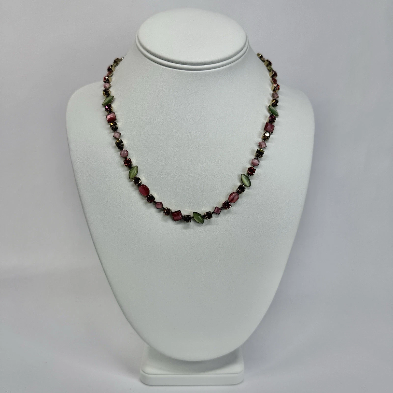 LIA SOPHIA Multicolor Crystal Statement Gold Tone Vintage Necklace Jewelry N439