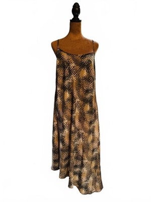 Venezia Brown Black Abstract Print Spaghetti Strap Maxi Dress