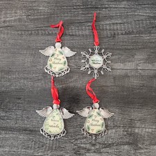 Hanging Christmas Ornaments Angel with Wings and Snowflake Set of 4