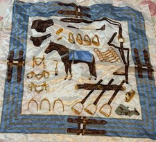 Horse Scarf Shows Horse And Saddles Etc 19.5 X 19.5
