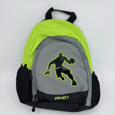 AND1 Mini Backpack, 2 Outside Pockets-Water Bottle Holders Green Gray Black