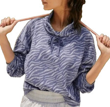 Anthropologie Daily Practice Small Sweatshirt Funnel Neck Pullover Purple Zebra
