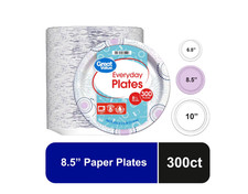 Great Value Disposable Paper Plates, 8.5", 300 Count