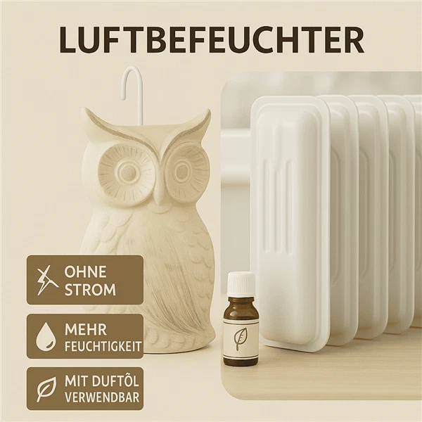 Luftbefeuchter Heizung 4er Set Eule Raumbefeuchter Heizkörper Verdunster Beige - Bild 2 von 4