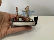 Vintage Wooden Model Fishing Trawler Boat 8cm x 6cm