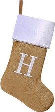 Gold Letter G - 19.5 Inches Initial Monogram Christmas Stocking, Gold  White