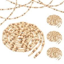 4 Pcs 72 ft Christmas Tree Wood Bead Garland White Gold Christmas Wooden Bead...