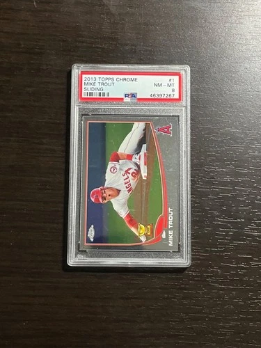 MIKE TROUT 2013 Topps Chrome All Rookie Gold Cup "Sliding" Card #1 Graded PSA 8!