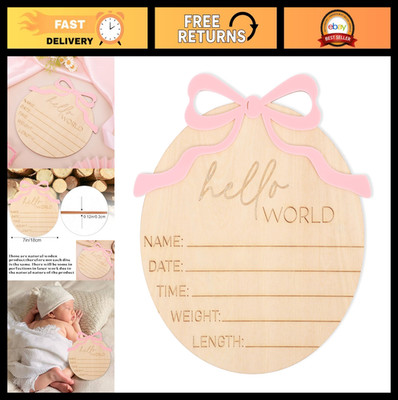 Personalized Wooden Baby Announcement Sign - Bow Birth Stats & Name Prop, Newbor