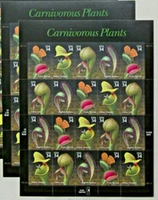 Two Panes x 20 = 40 of CARNIVOROUS PLANTS 34¢ US Postage Stamps. USA # 3528-3531