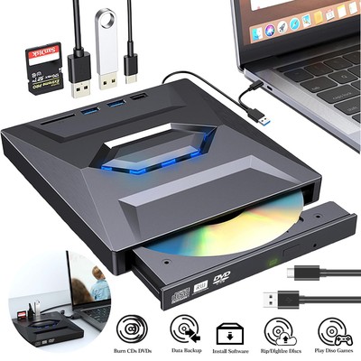 Externes DVD Laufwerk USB 3.0 Brenner CD DVD-RW Brenner für PC Laptop Mac OS