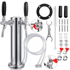 New Adjustable Dual Tap Kegerator Tower Beer Tap Tower Upgraded 3" Draft Beer...