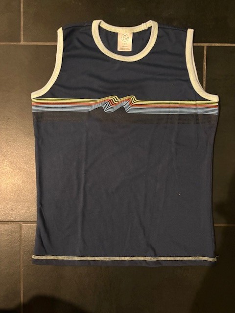 T&B Sleep Tank Kids M 8/10 Blue Wave  Graphic Ringer Pajama Top
