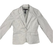 New York  Company Women  s Gray Pinstripe One-Button Lined Blazer, Size 2