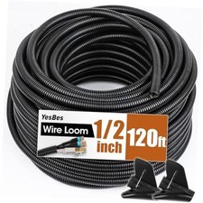 120 FT Wire Loom 1/2 Inch, Split Wire Loom Tubing Wire 1/2" x 120ft-Black