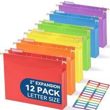 SortRax Plastic Extra Capacity Hanging File Folders, Letter, Assorted Colors