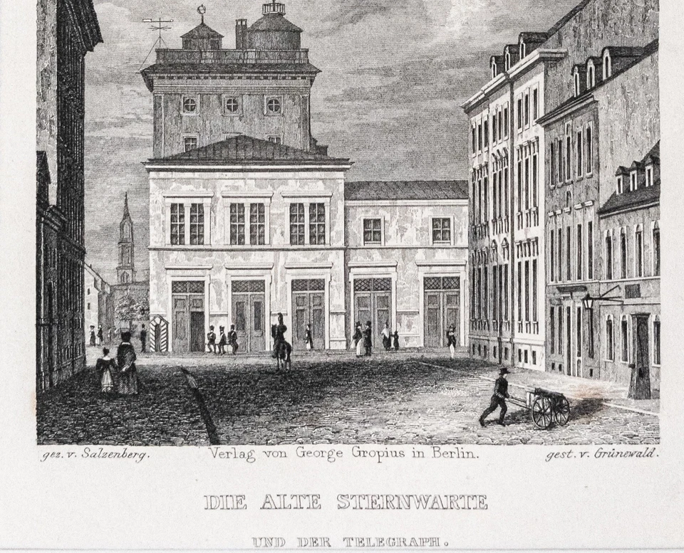 Berlin Alte Sternwarte Stahlstich Grünewald aus Spiker 1833 Passepartout - Bild 3 von 4