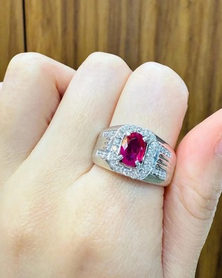 3.80Ct Oval Cut Natural Pink Spinel &Diamond 14K White Gold Bridal Marriage Ring
