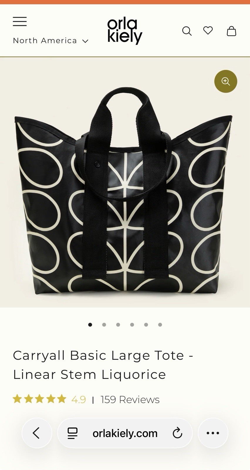 Orla Kiely Carryall Basic Large Tote - Linear Ste… - image 1